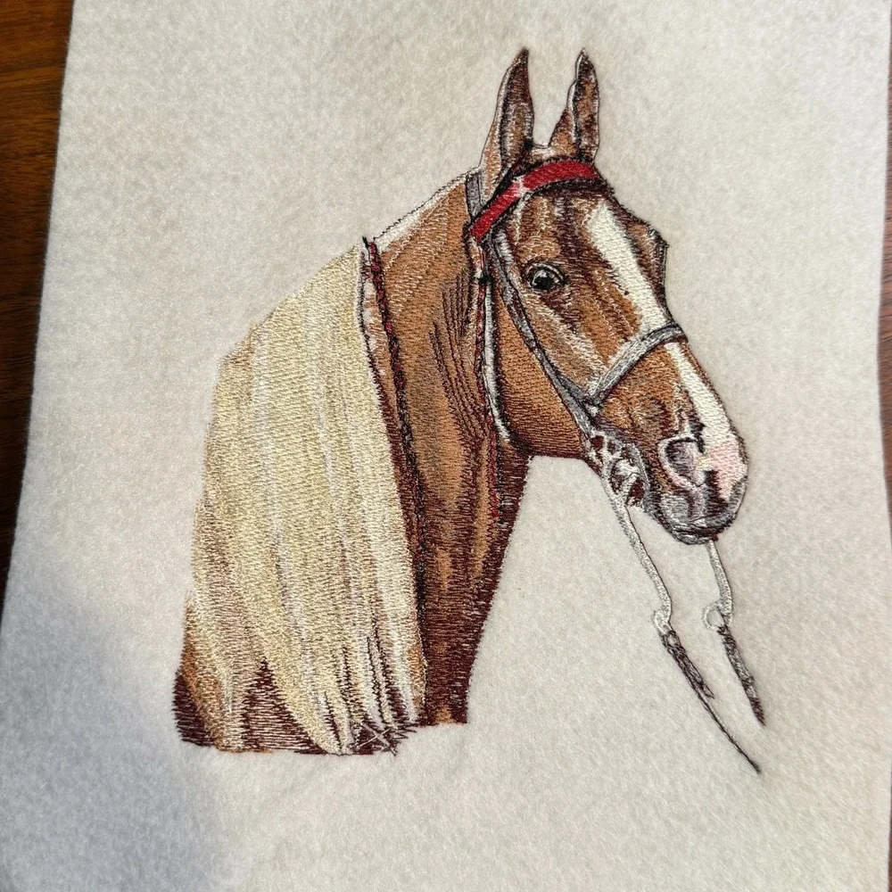 Vintage Horse Head Portrait Handmade Embroidery Sew On Western Equestrian